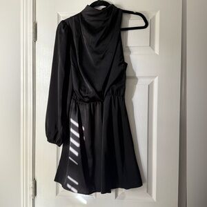One Shoulder Black Mini Dress
